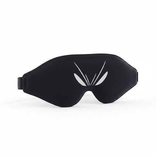 SlumberHush DeepShield sleep mask in dusty rose, contoured for comfort and total blackout.