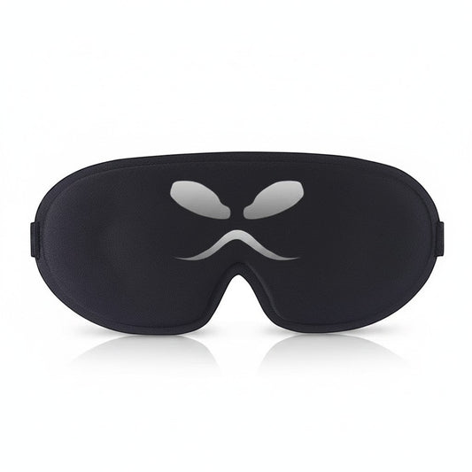 SlumberHush DeepShield black contoured sleep mask with contoured eye cups for zero pressure on eyes.