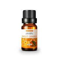 SlumberHush CalmDrop Sweet Orange aromatherapy oil in amber glass bottle with black cap, 10ml.